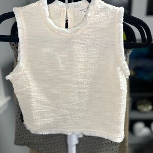 Habitual Tweed Crop Top Cream Sleeveless Frayed Edge Size XS NWT